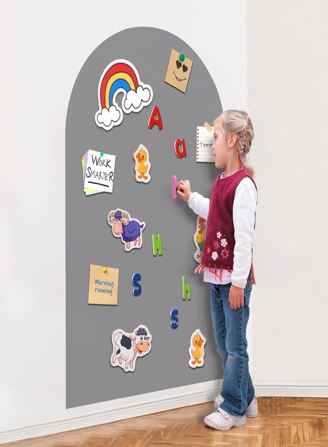 Warasee Magnetic Wall Decal Arch, 15'' x 31'' Magnetic Chalk Board Sticker for Kids, Playroom, Home (Light Gray) - Image 1